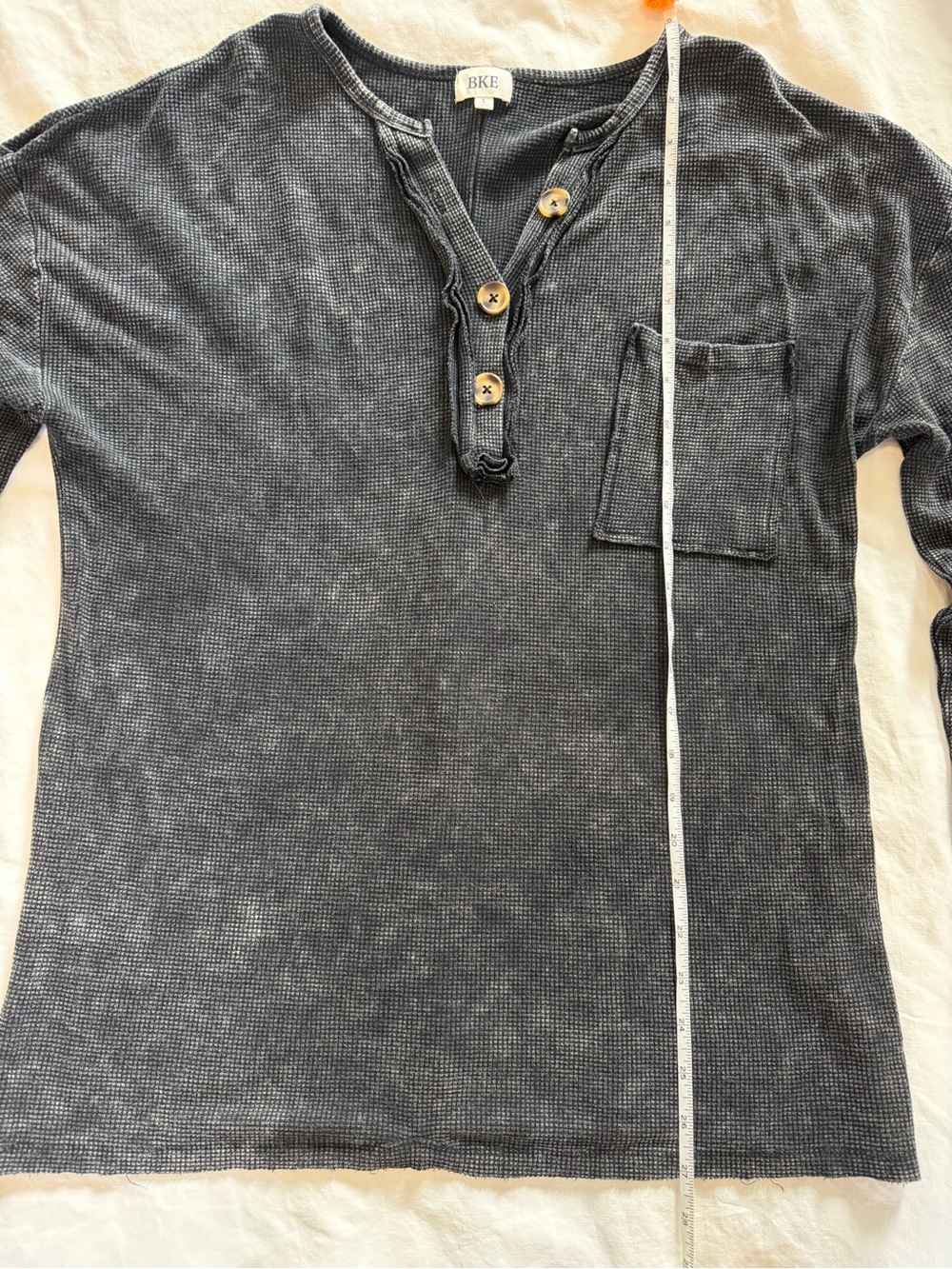 BKE Men’s Charcoal Waffle Henley with Pocket